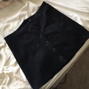Black Suede Button Down Skirt